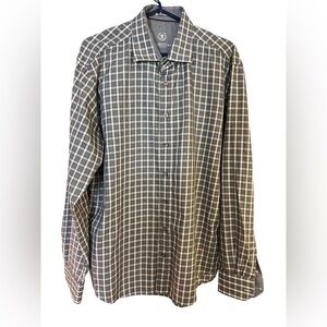 Bugatchi Uomo XXL Men's Shaped Fit Shirt Black White‎ Check Cotton Button Up